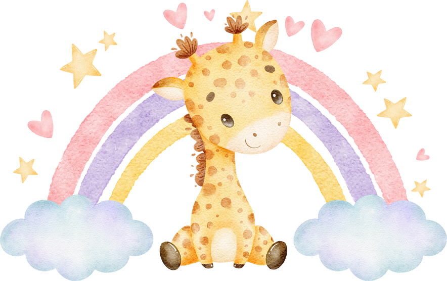 Watercolor cute giraffe rainbow